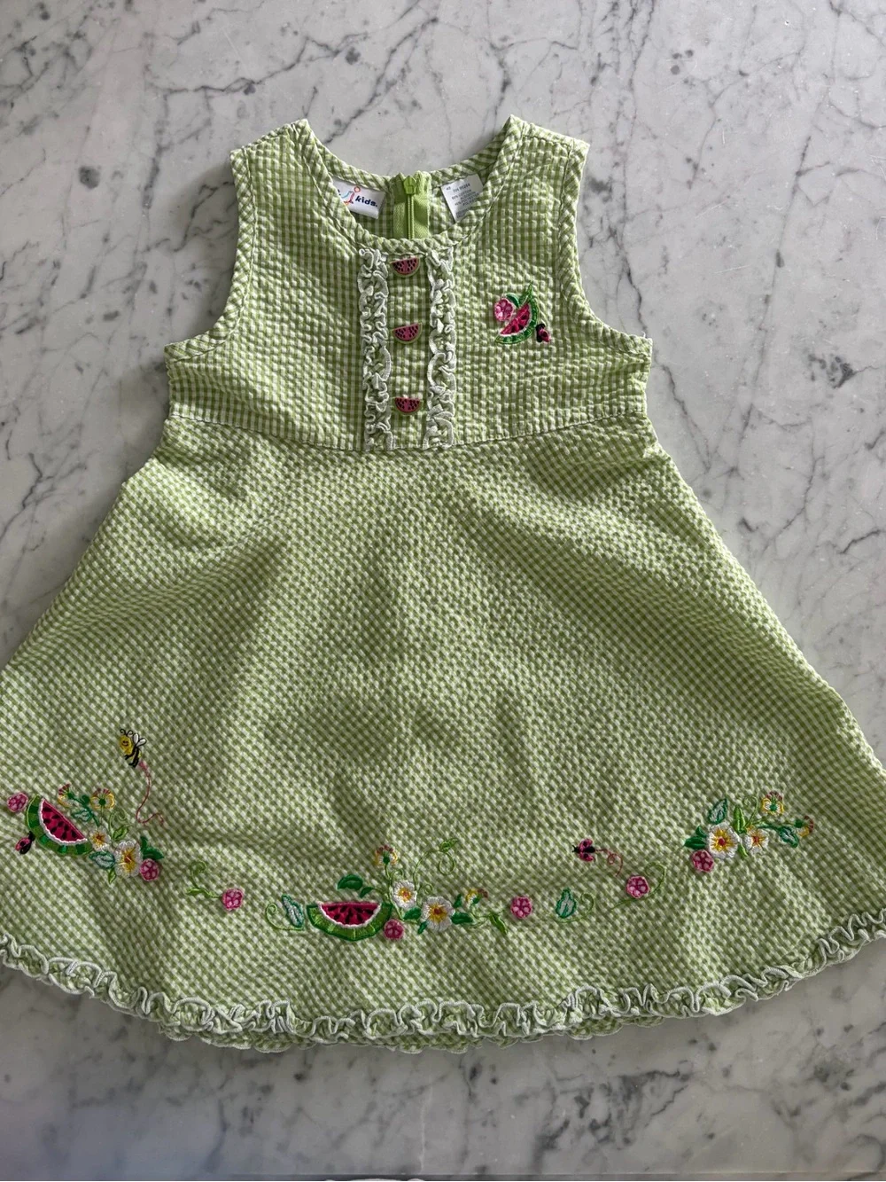 Vintage 00s Toddler Girls Seersucker Dress (4T)